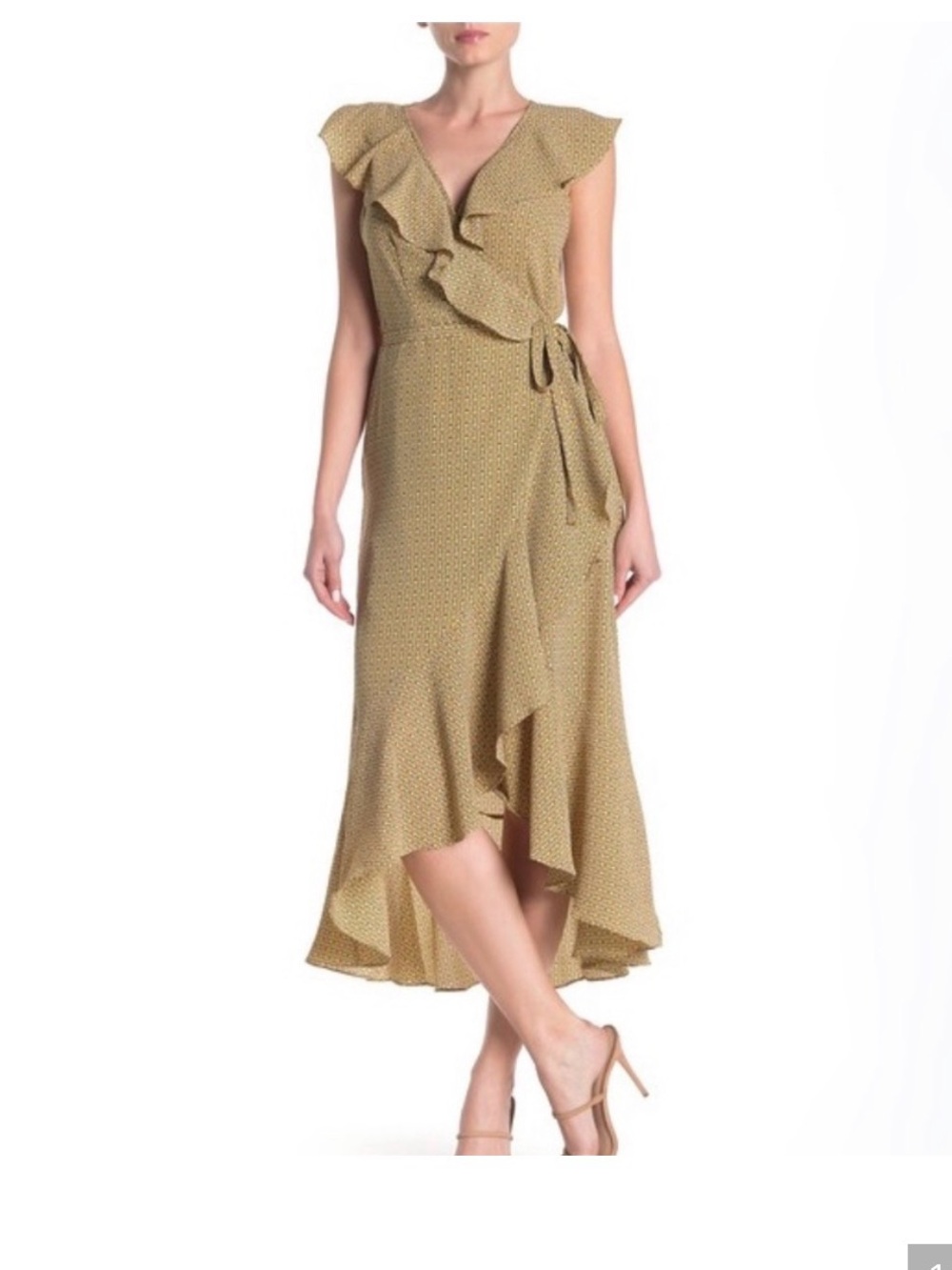 Max Studio Ruffle Wrap Midi Dress - Mustard